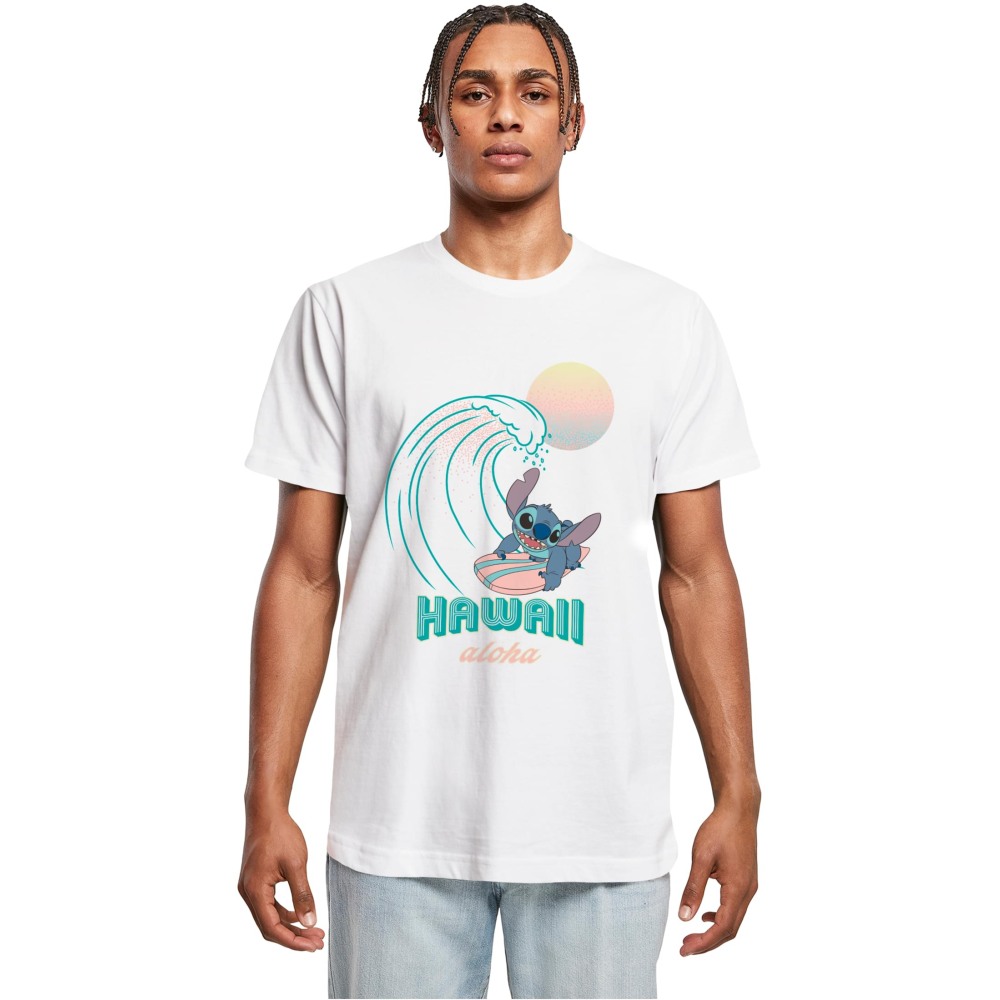 Merchcode Disney Lilo & Stitch - Aloha Hawai Herren TShirt - Weiß